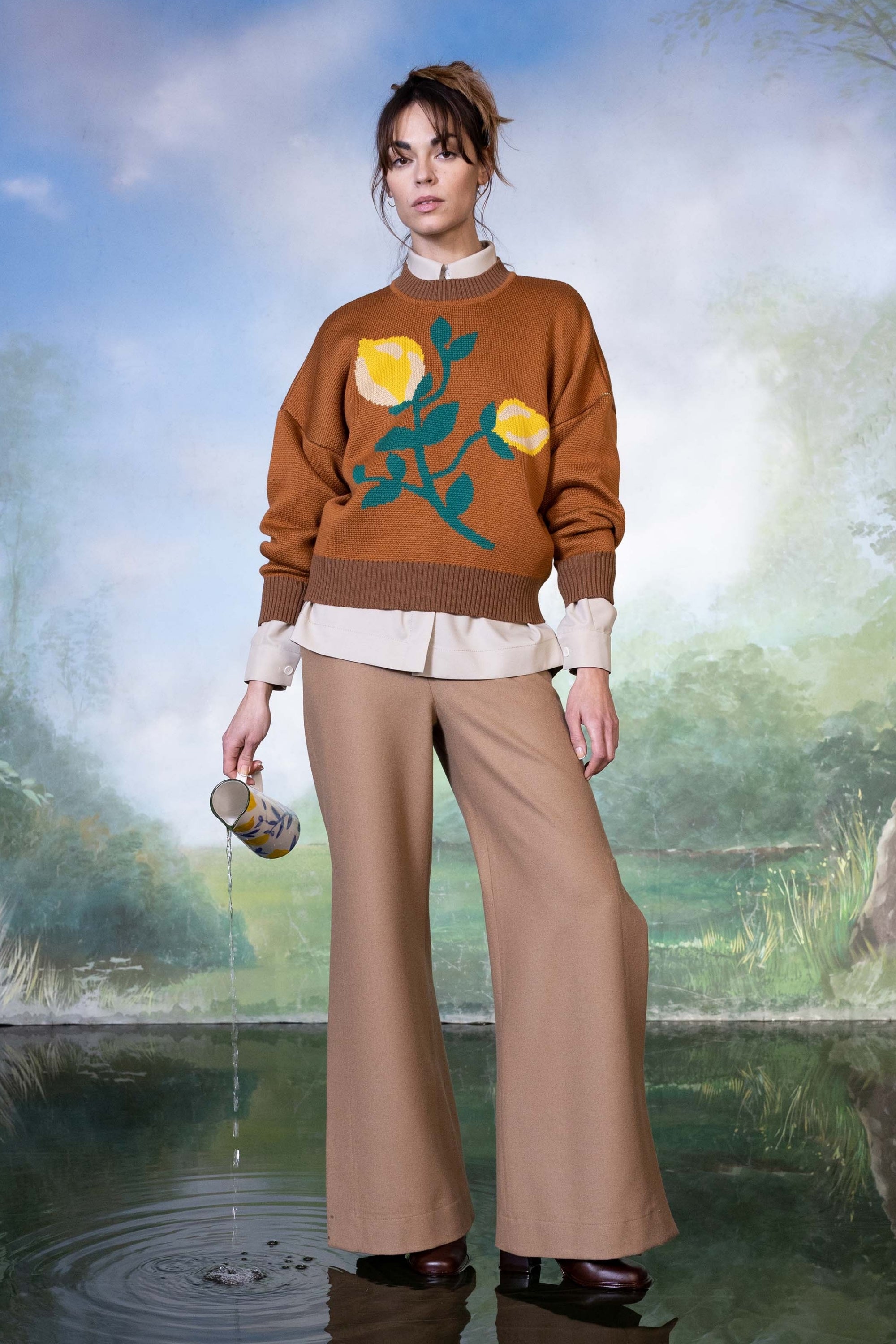 BROWN JACQUARD SWEATER – BENMOYAL