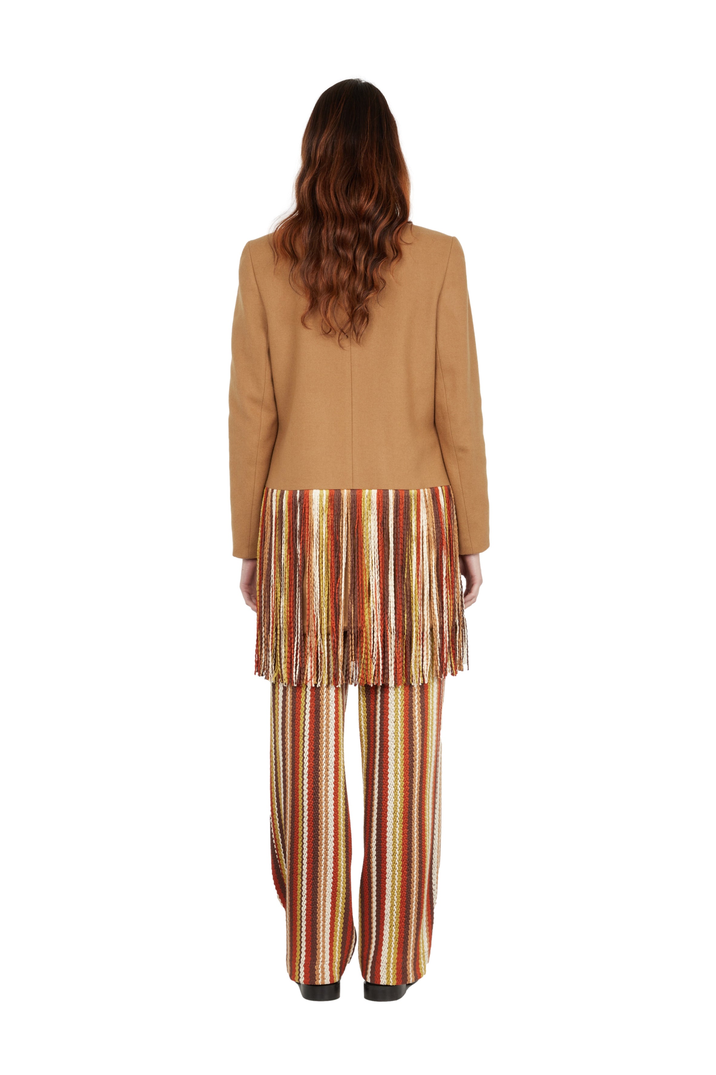 Double-breasted blazer with fringes