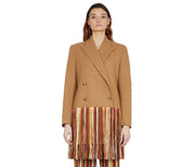 Double-breasted blazer with fringes