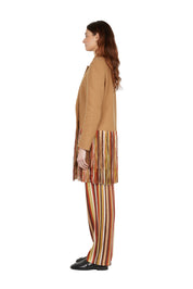 Double-breasted blazer with fringes