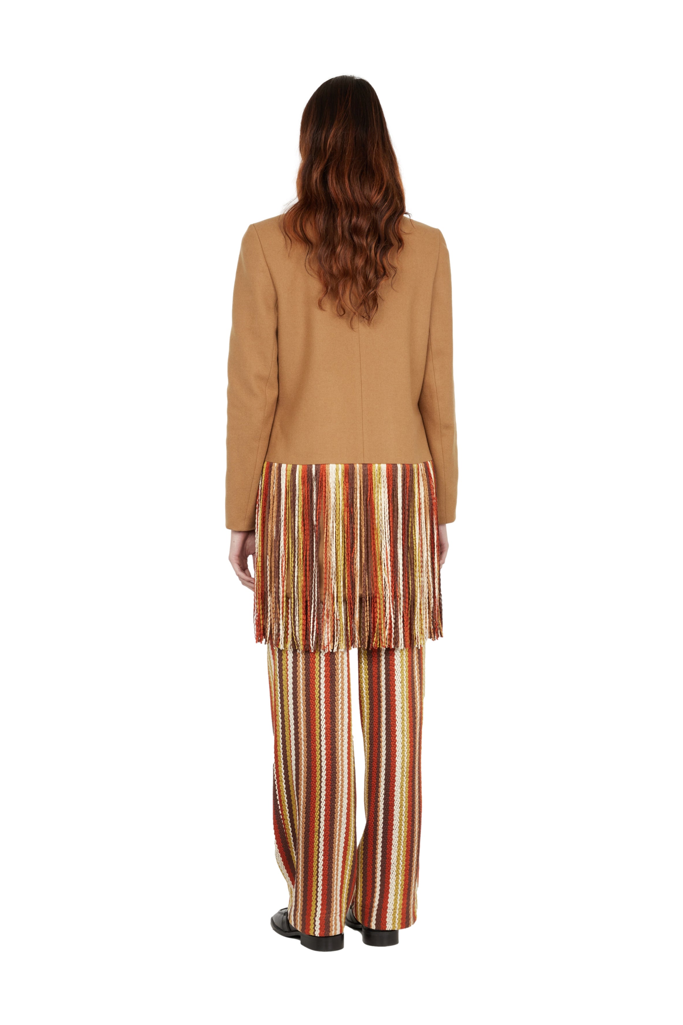 Double-breasted blazer with fringes