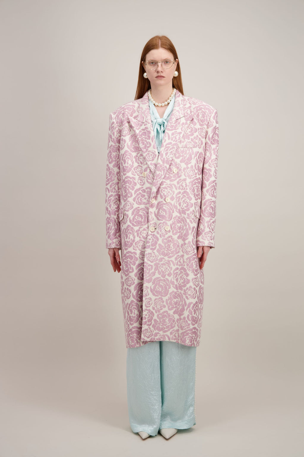 Manteau long oversize élégant et confortable en rose fantaisie
