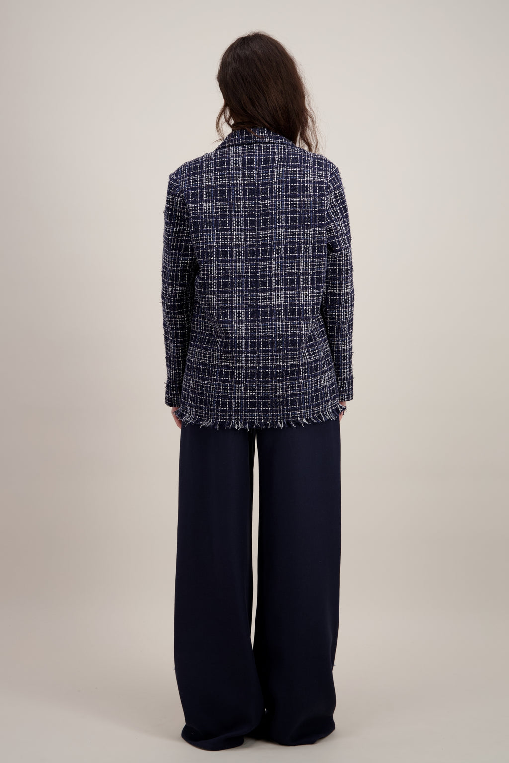 Veste Worker en tweed, Coupe droite et confortable, bleu. Vu de dos