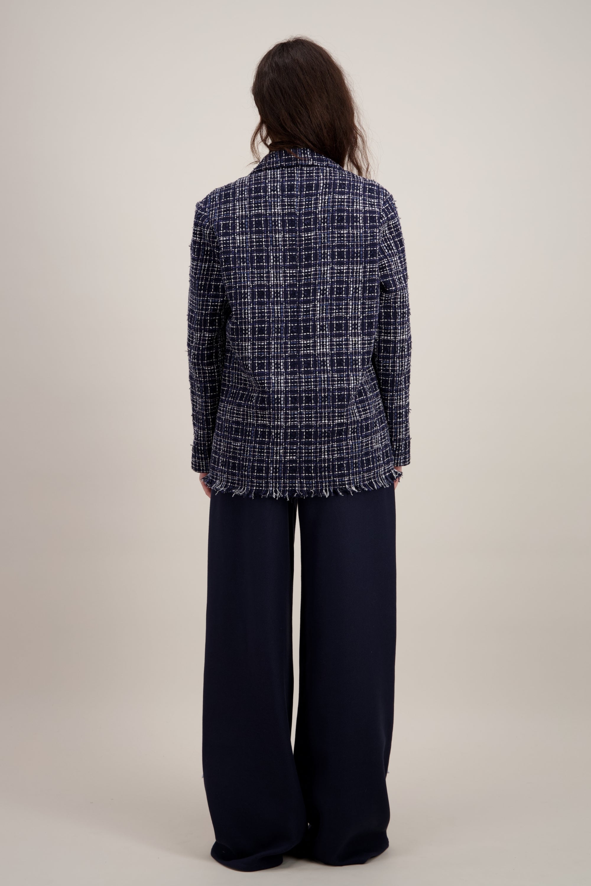 Veste Worker en tweed, Coupe droite et confortable, bleu. Vu de dos