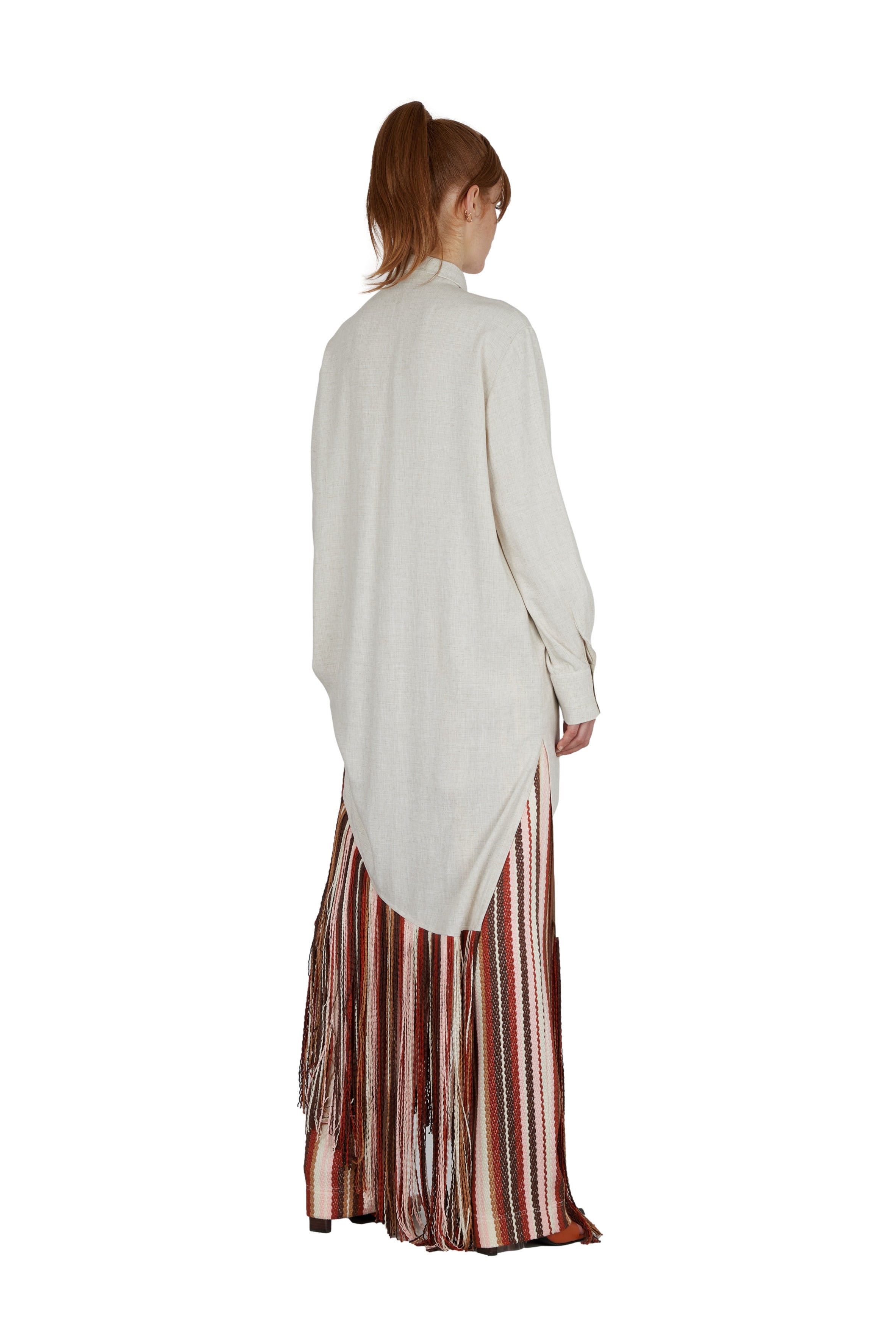 Maxi frayed shirt-dress