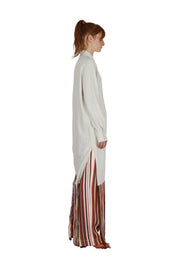 Maxi frayed shirt-dress