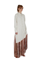 Maxi frayed shirt-dress