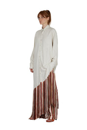 Maxi frayed shirt-dress