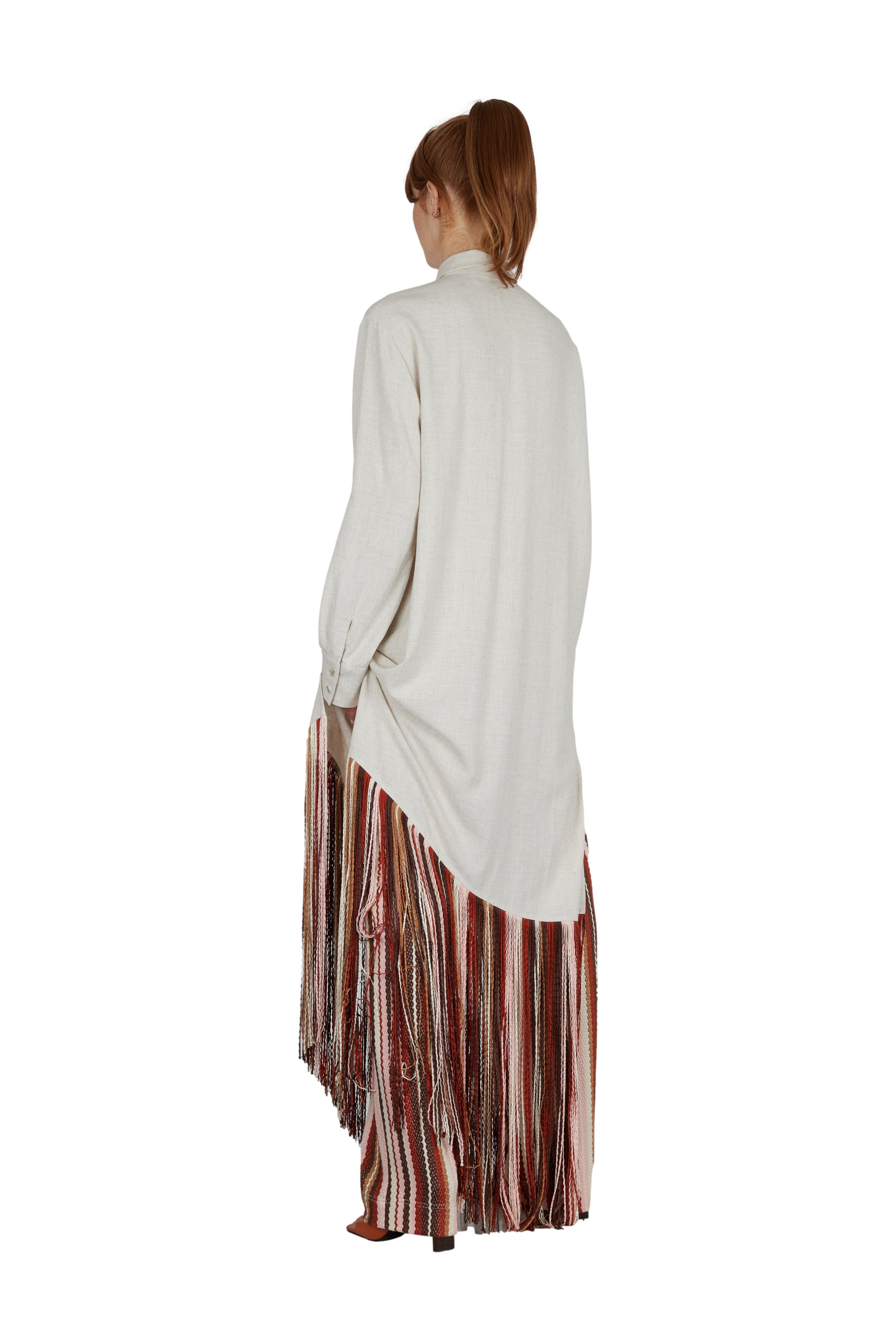 Maxi frayed shirt-dress