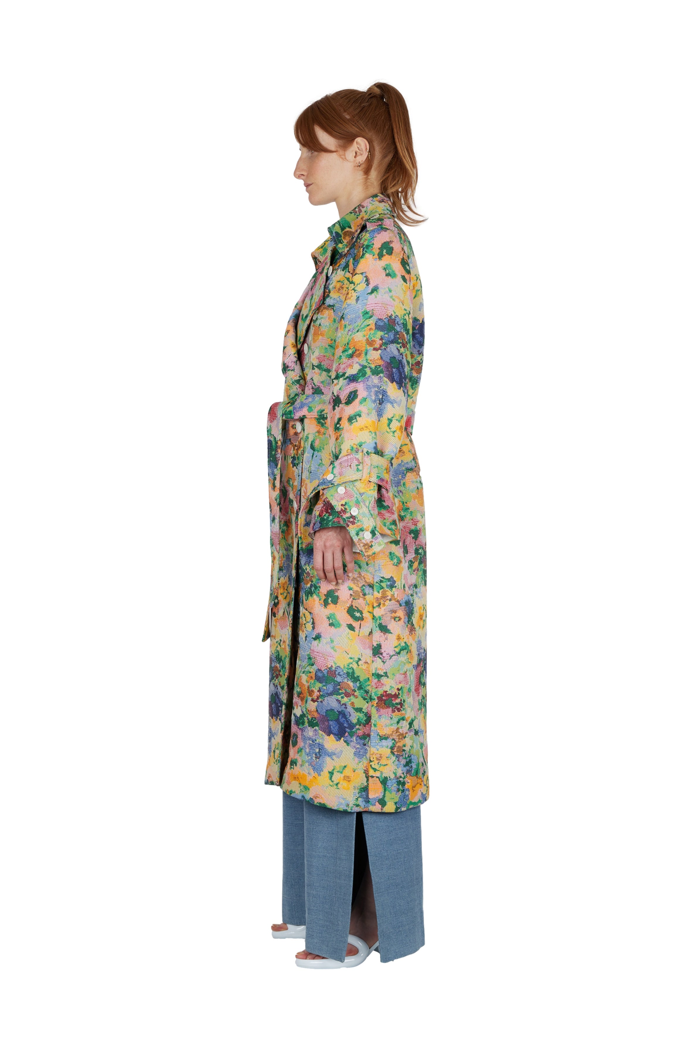 Jacquard trench coat