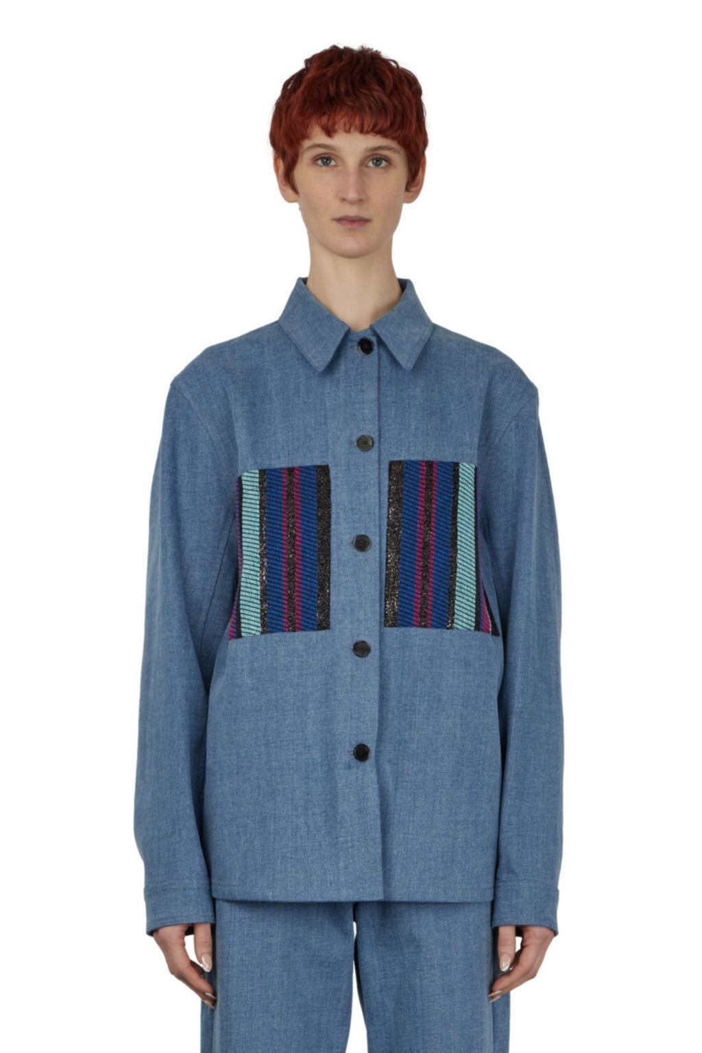 SURCHEMISE EN DENIM À EMPIÈCEMENTS