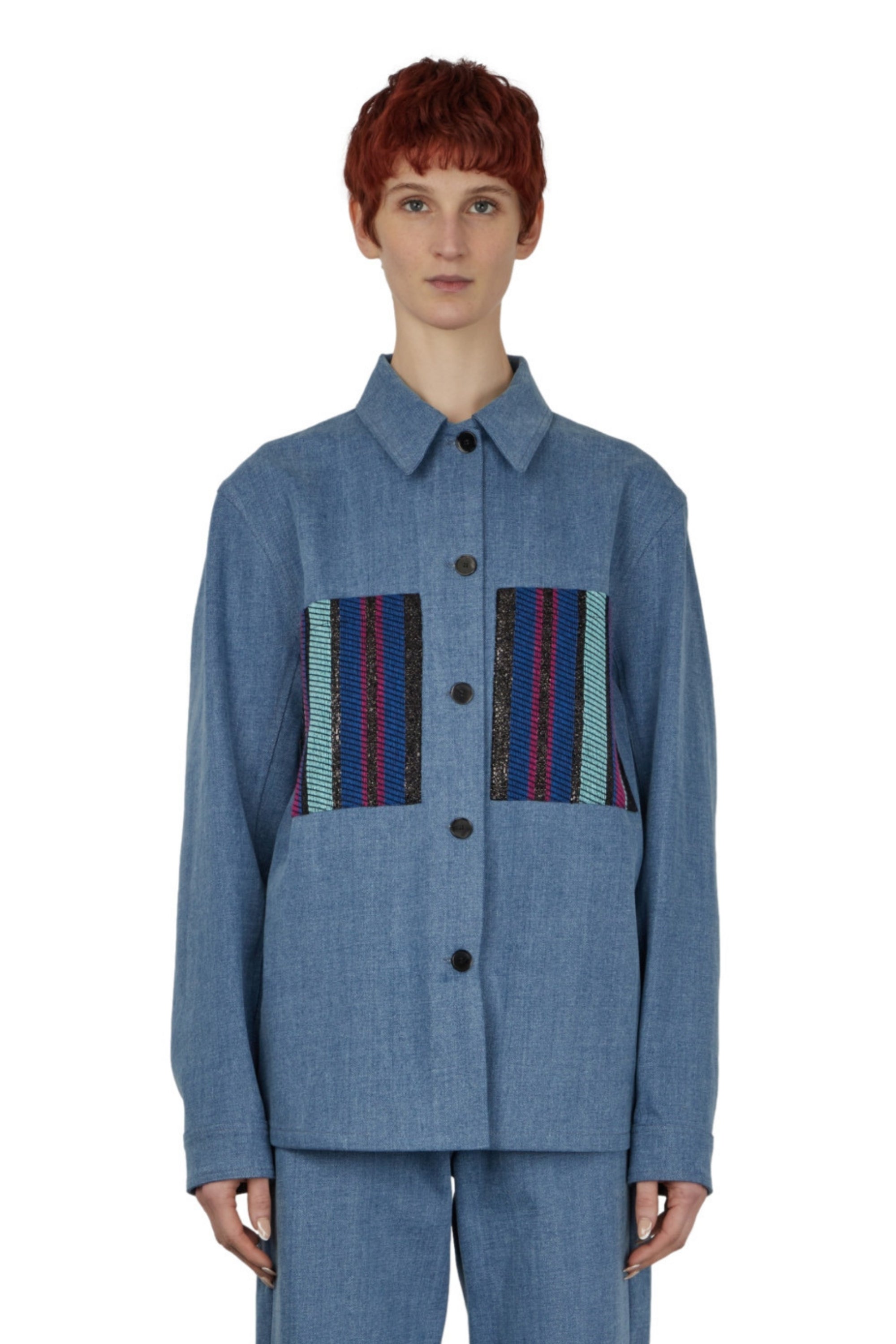 SURCHEMISE EN DENIM À EMPIÈCEMENTS