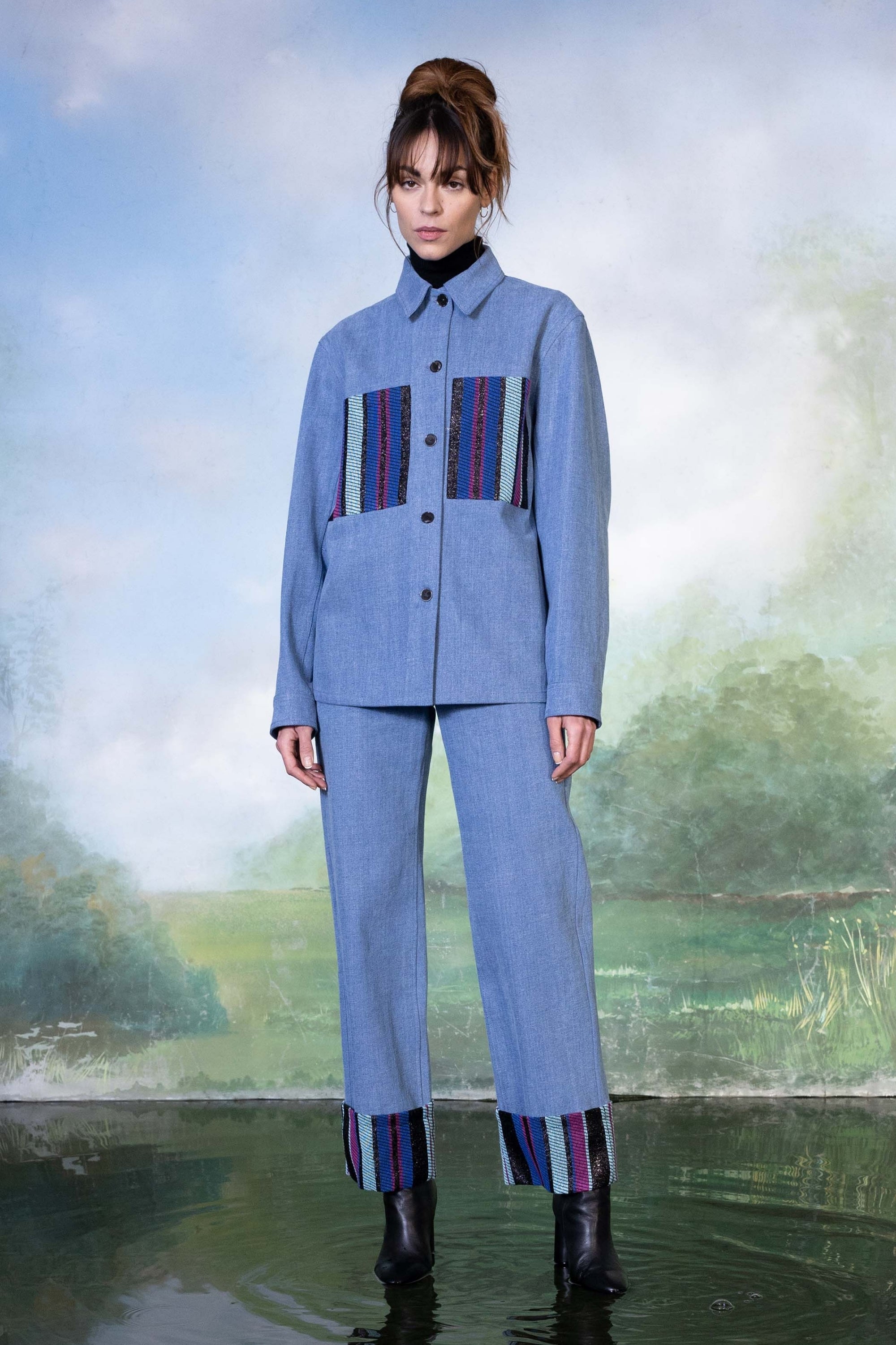 SURCHEMISE EN DENIM À EMPIÈCEMENTS
