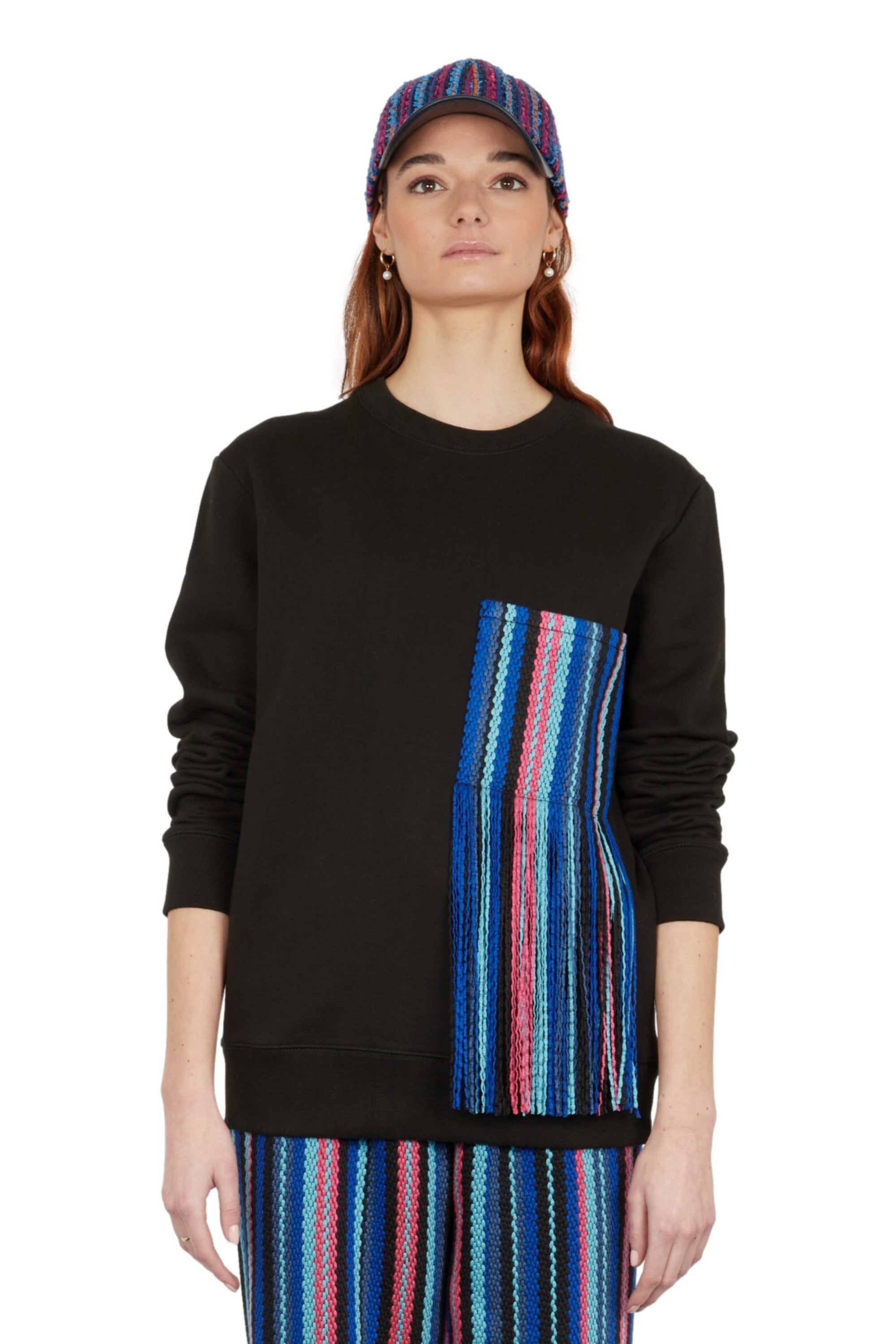 SWEATSHIRT POCHE FRANGÉE