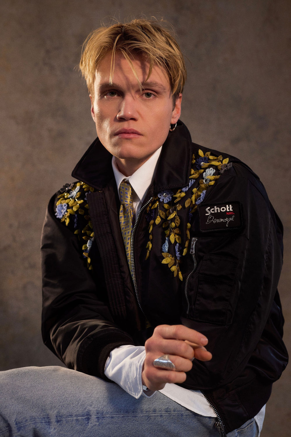 SCHOTT/BENMOYAL BOMBER BRODÉ FLEURS