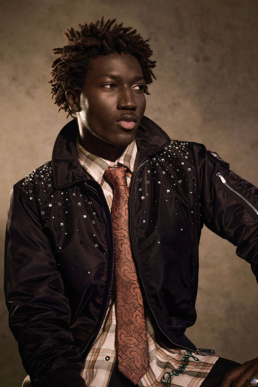 SCHOTT/BENMOYAL BOMBER BRODÉ CRISTAUX