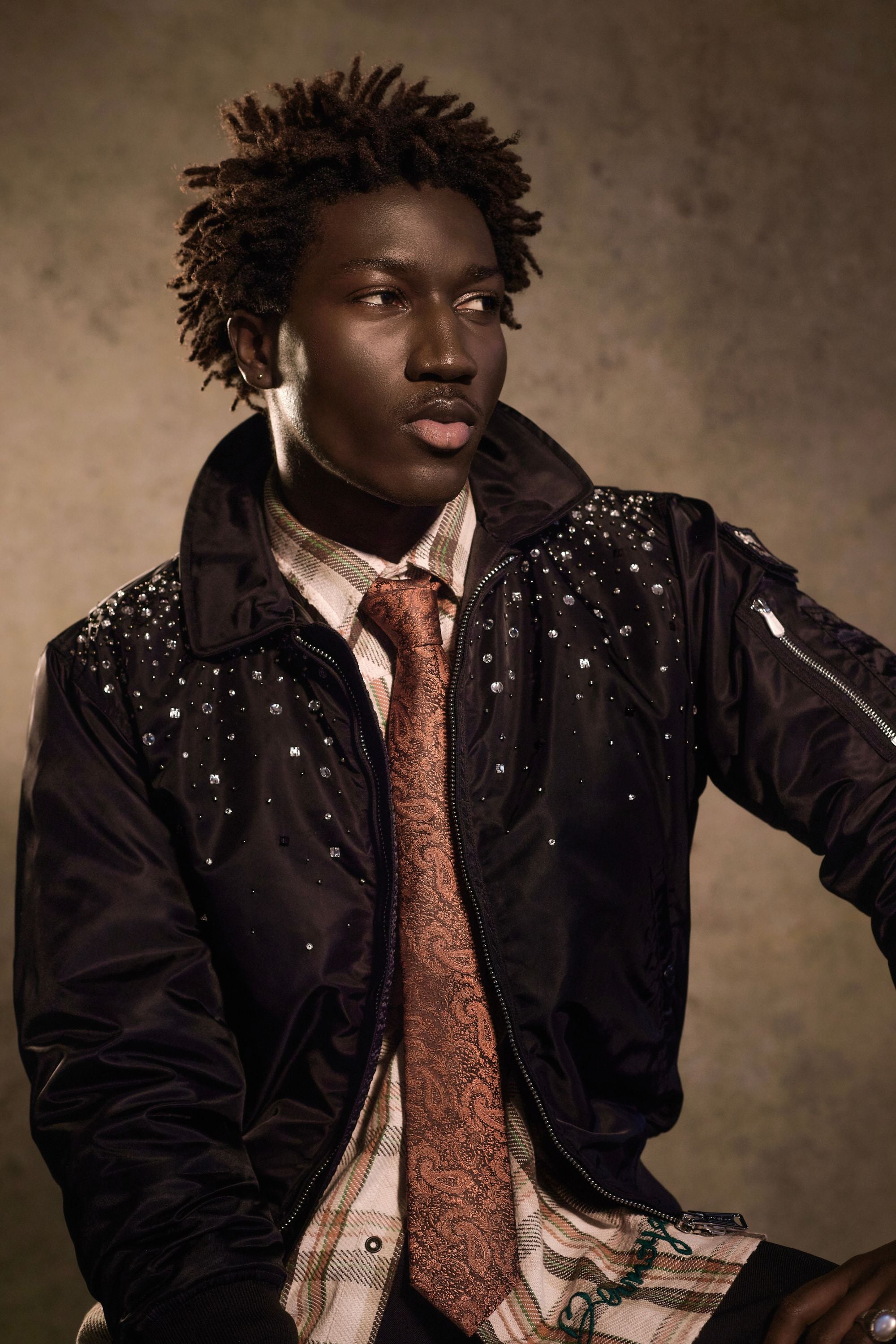 SCHOTT/BENMOYAL BOMBER BRODÉ CRISTAUX