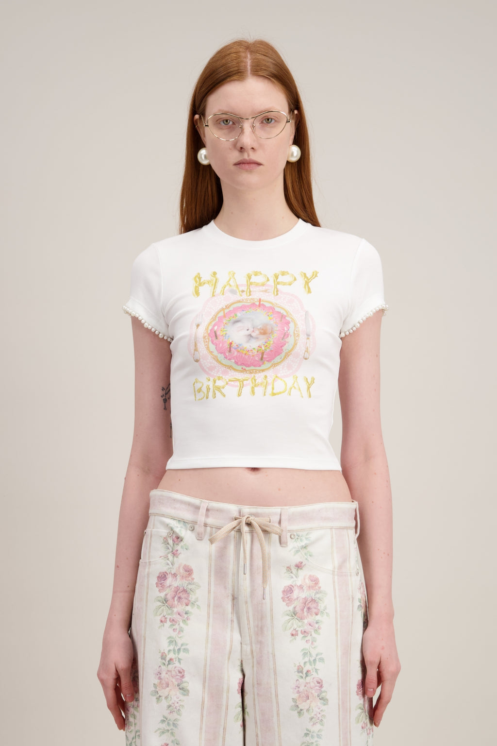 T-SHIRT CROP (IMPRIMÉ CHAT)
