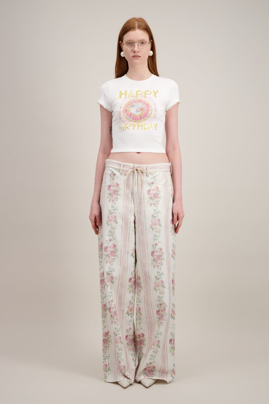 T-SHIRT CROP (IMPRIMÉ CHAT)
