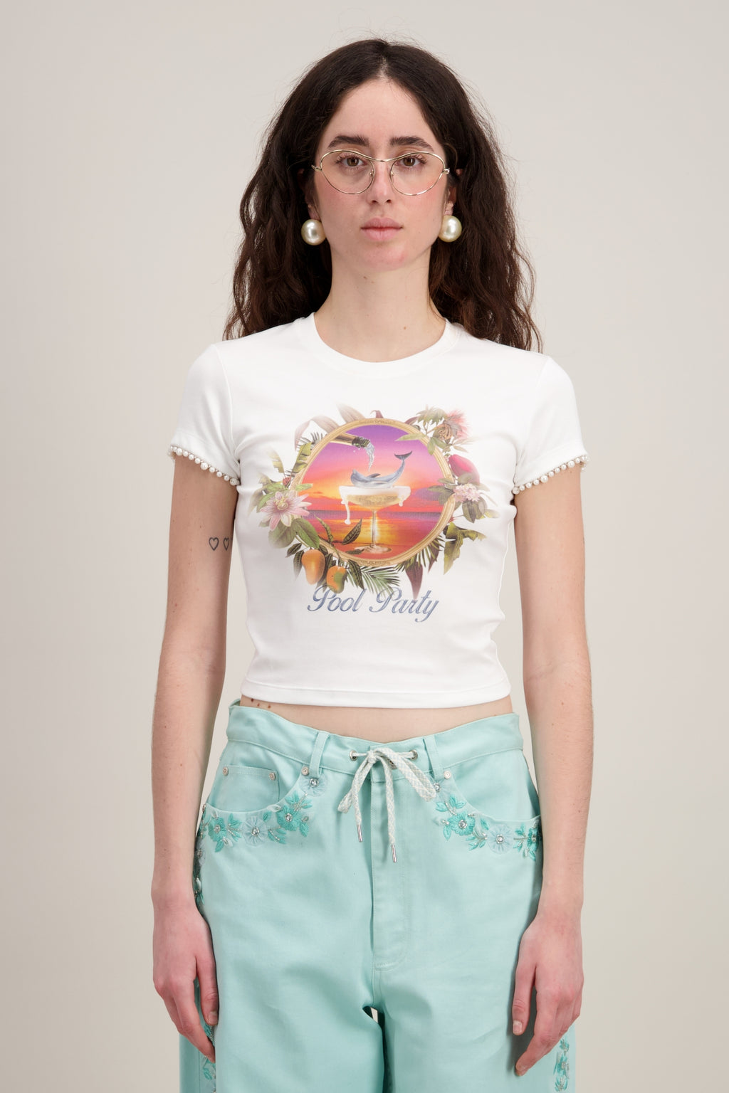 T-SHIRT CROP (IMPRIMÉ DAUPHIN)
