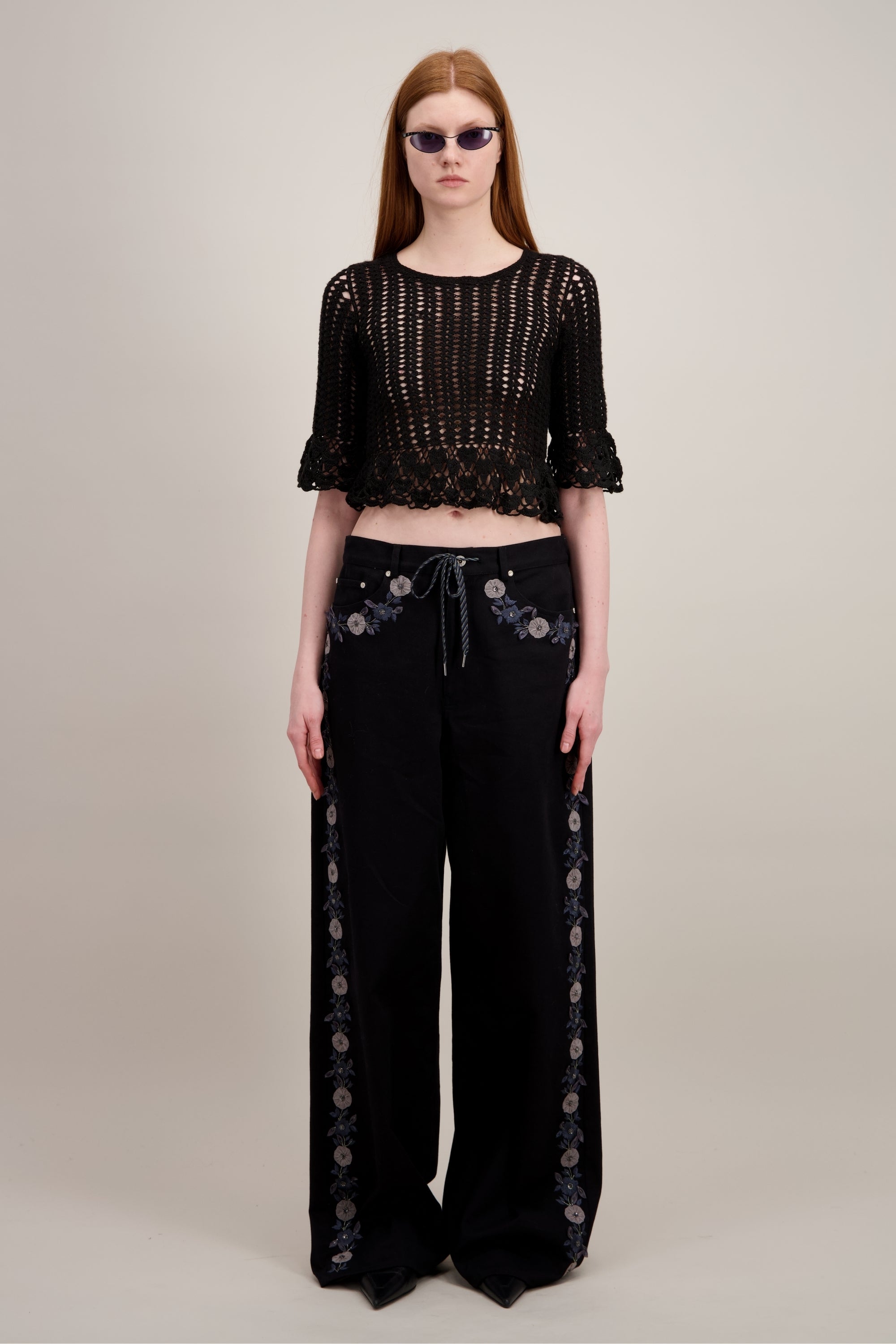 PANTALON LARGE BRODÉ