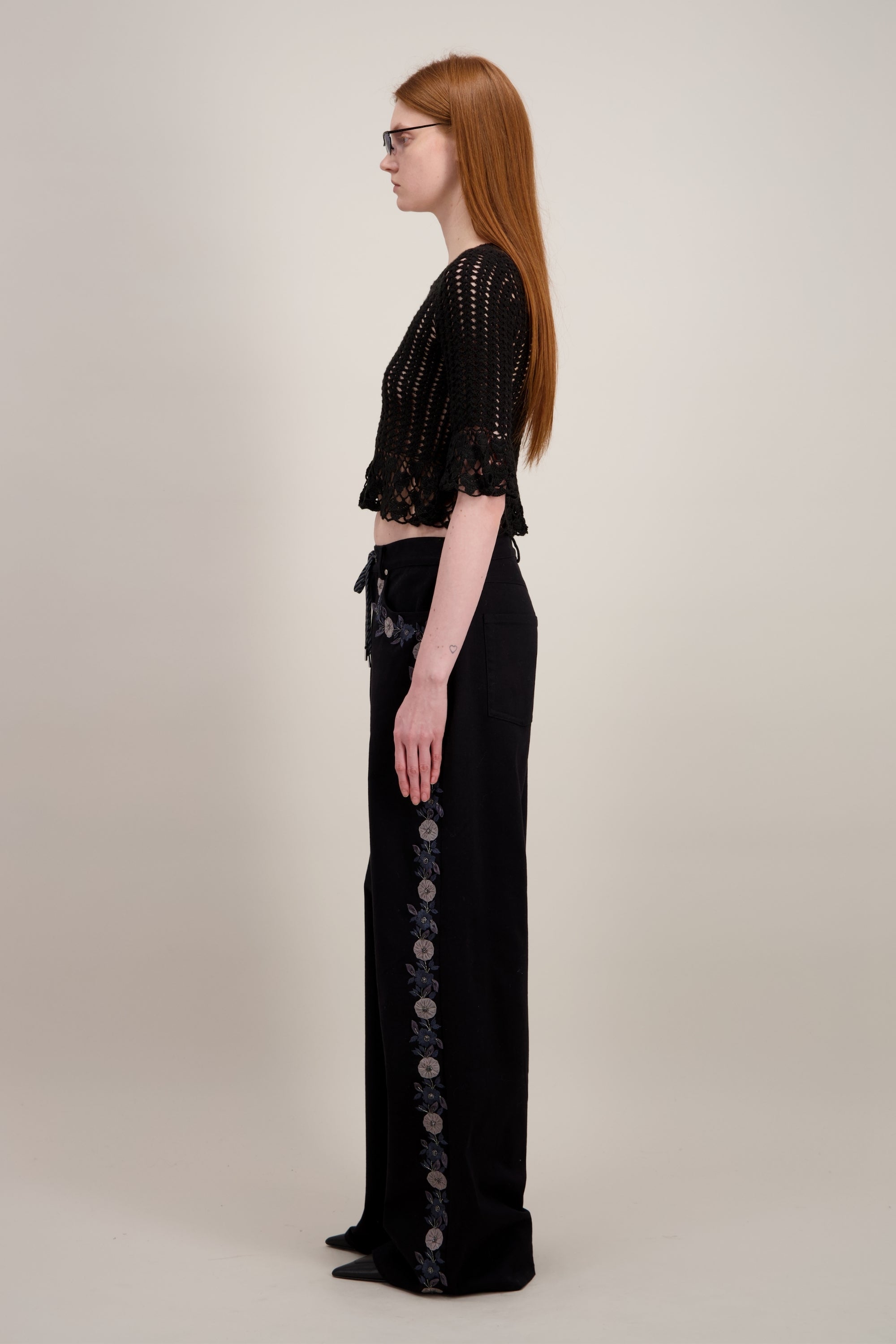 PANTALON LARGE BRODÉ