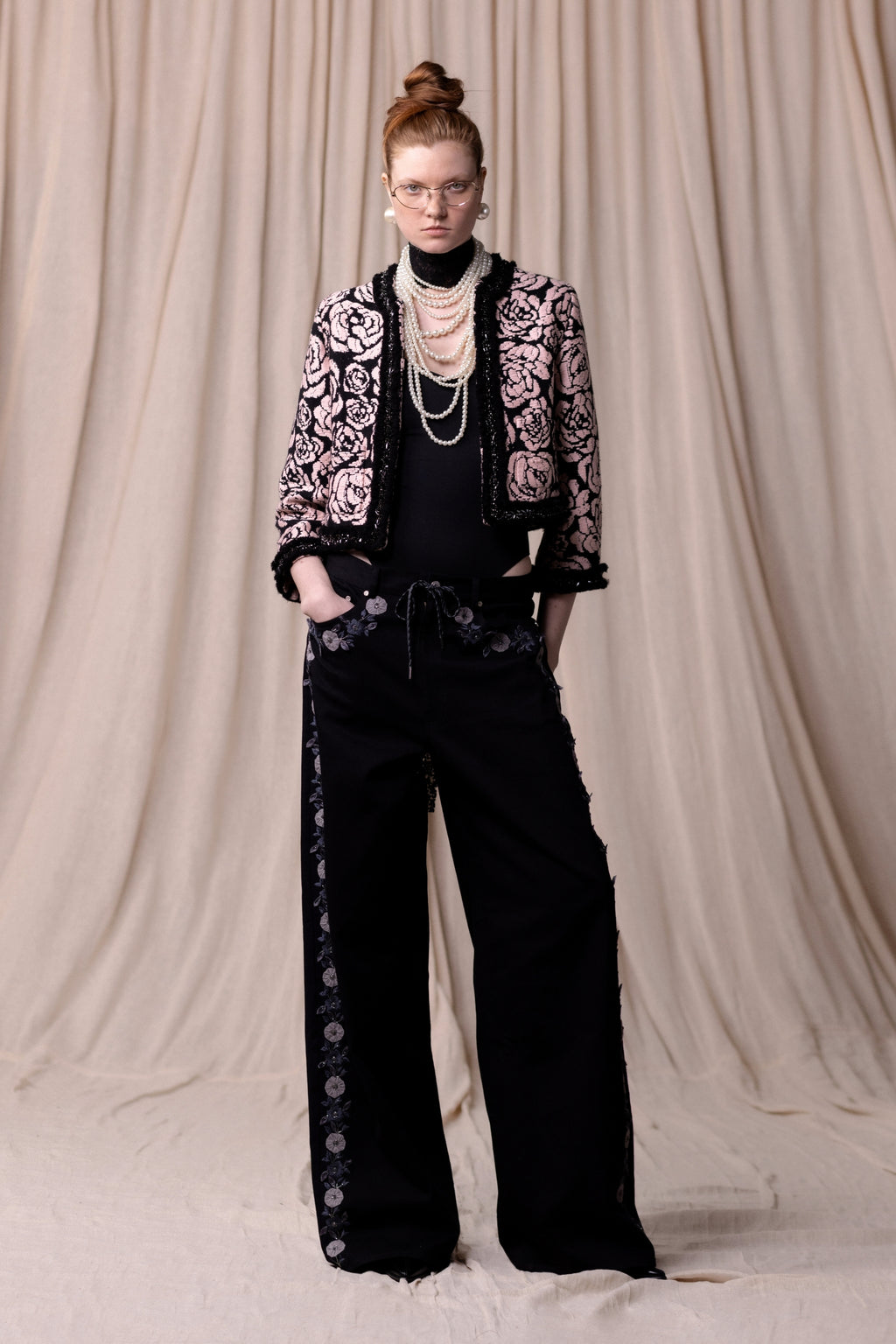 PANTALON LARGE BRODÉ