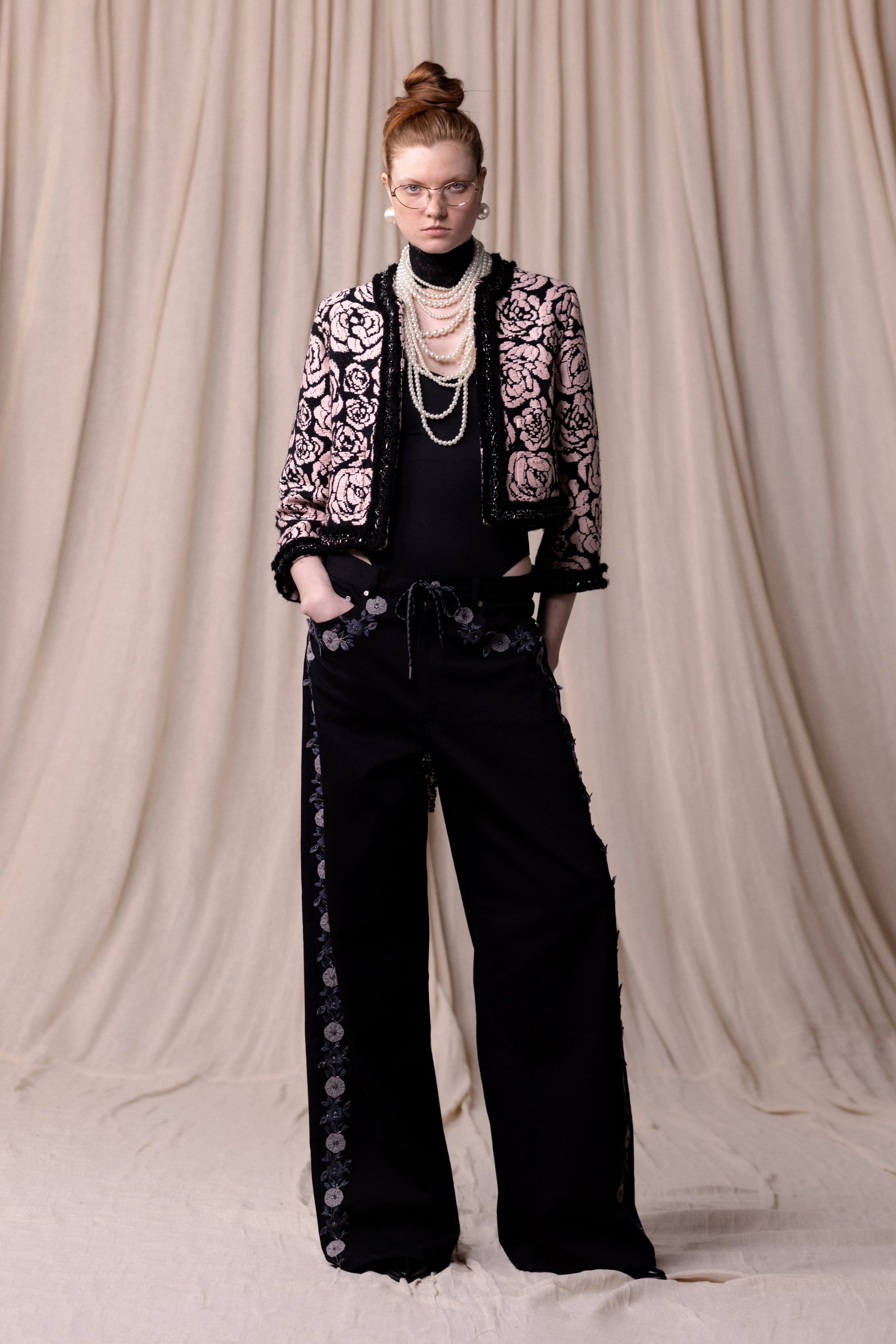 PANTALON LARGE BRODÉ