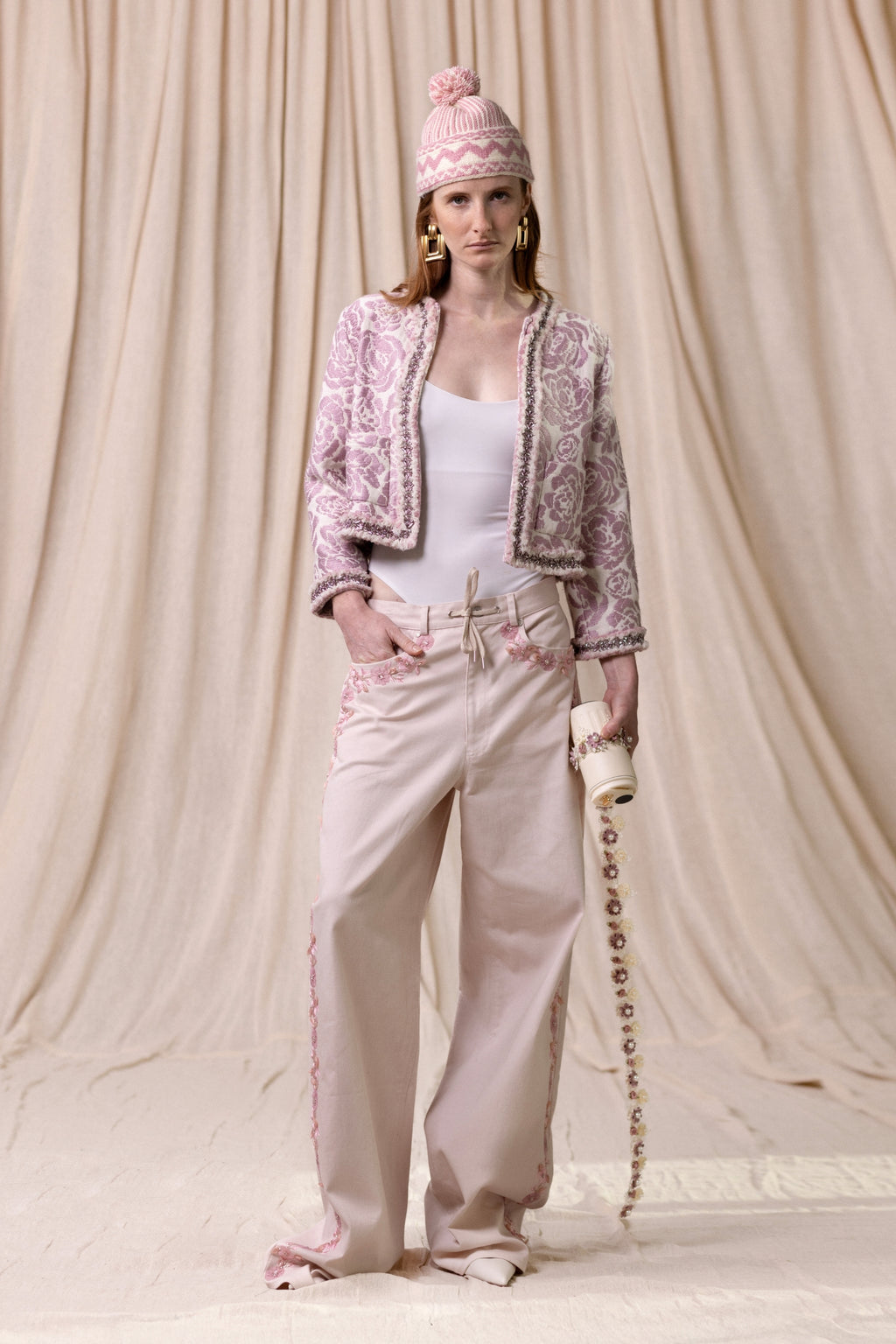 PANTALON LARGE BRODÉ