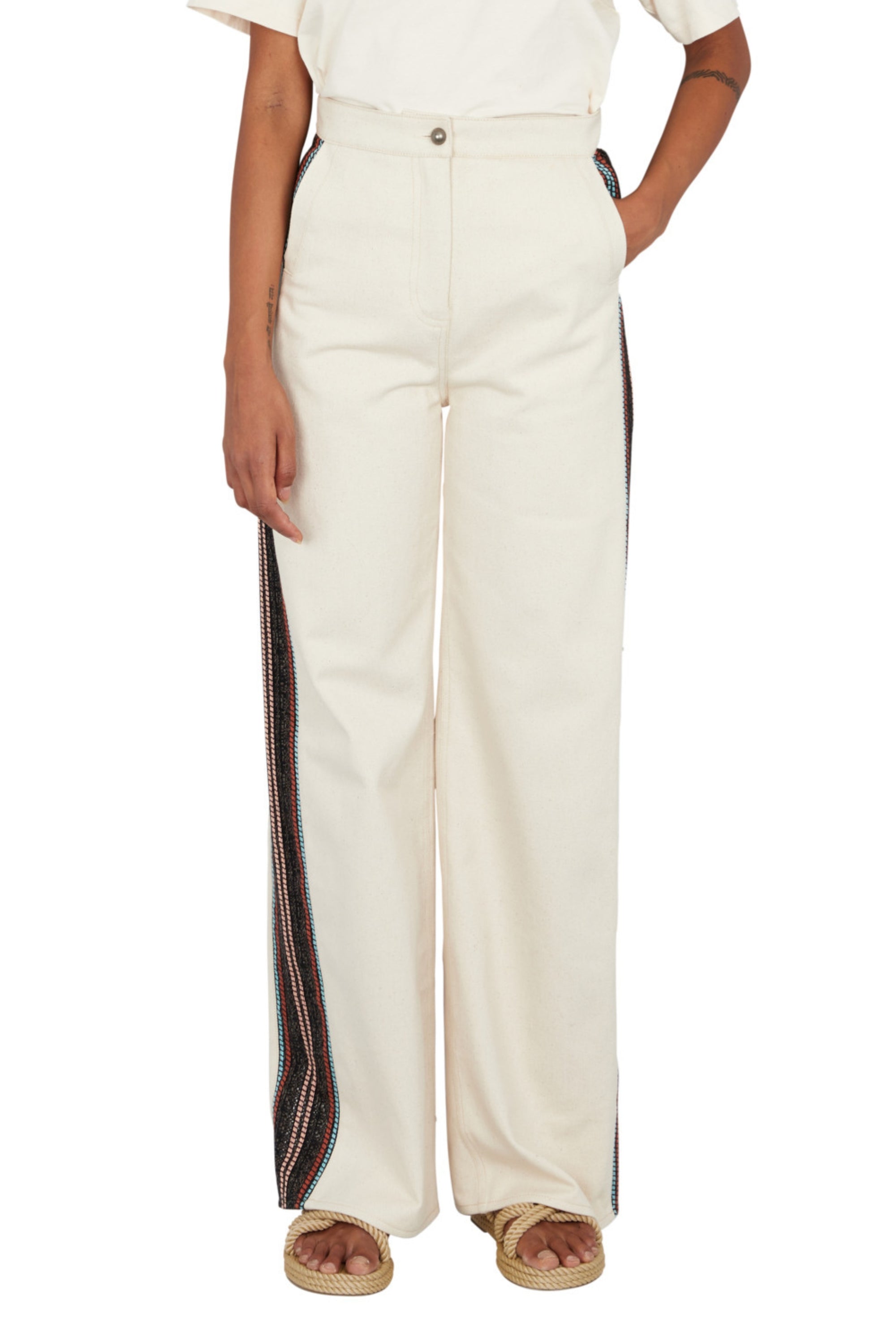 PANTALON DENIM À BANDE