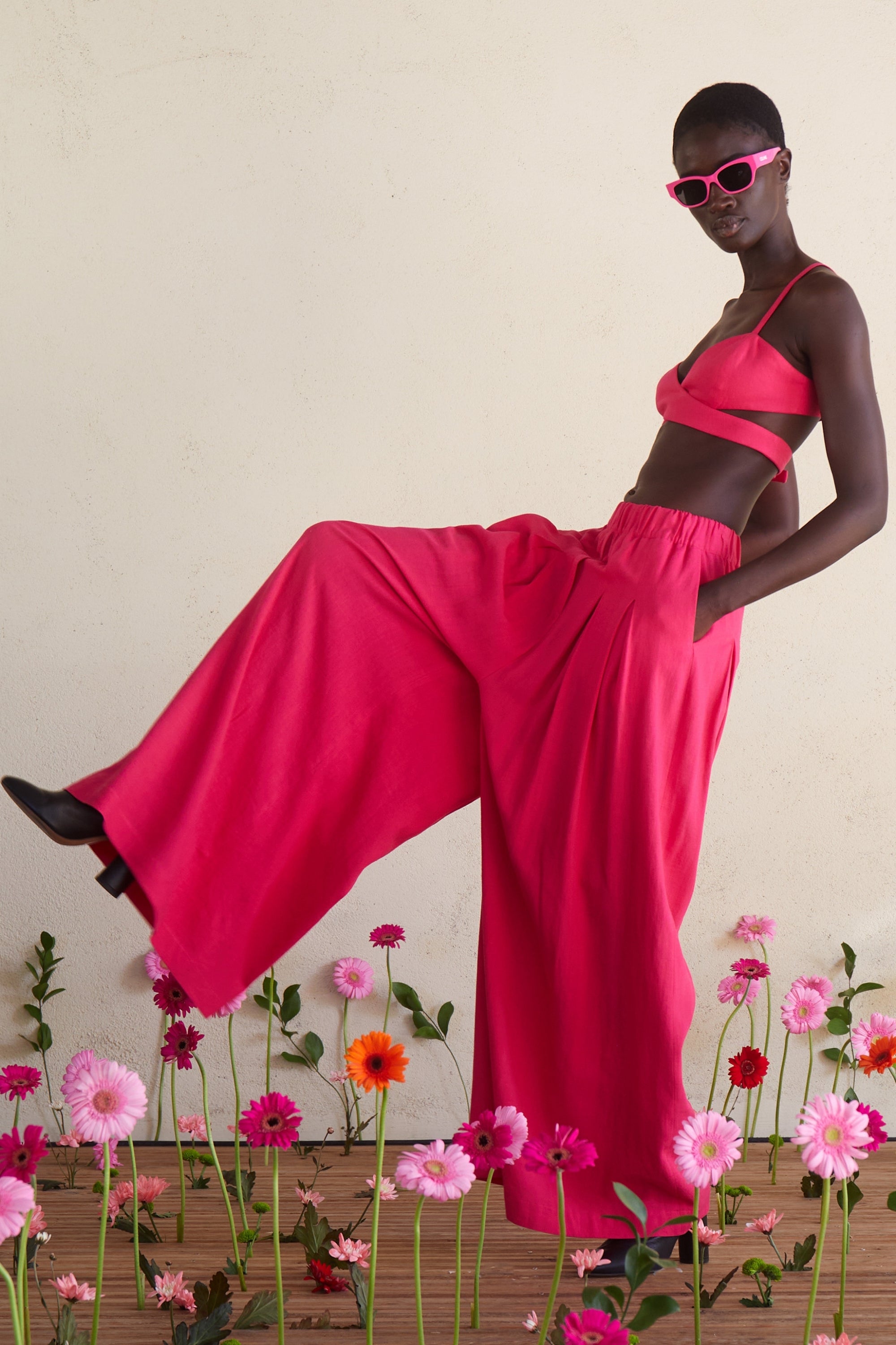 PANTALON LARGE PLISSÉ